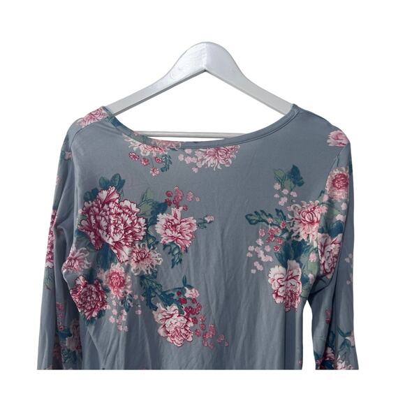 FLORA NIKROOZ WOMENS SMALL JADE FLORAL PRINTED LONG SLEEVE PAJAMA TOP ONLY GREY - Picture 6 of 11